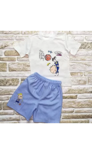 1-2-3 Yaş Topçu Erkek Çocuk Baskılı Şortlu Kısa Kollu Tişört 2li Erkek Bebek Takımı Beyaz