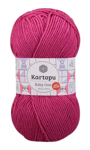 1 Adet Baby One Tüylenmeyen El Örgü İpi Yünü Fuşya K245
