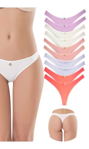 10 Adet Pamuklu Kadın Klasik Tanga Soft Renkler