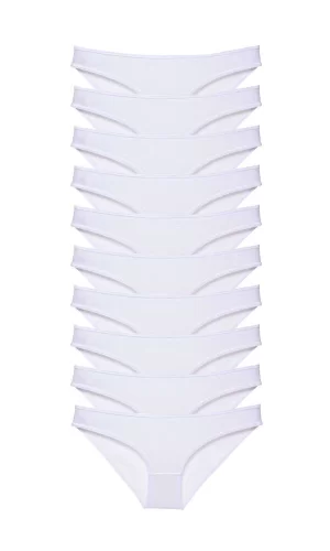 10 adet Süper Eko Set Likralı Kadın Slip Külot Beyaz