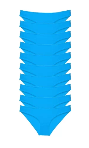 10 adet Süper Eko Set Likralı Kadın Slip Külot Mavi