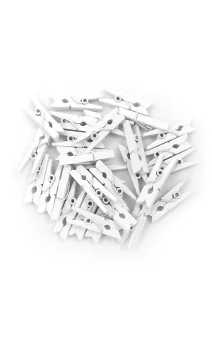 100lü Beyaz Ahşap Mandal 2.5cm (10lu Paket-1000 Adet)