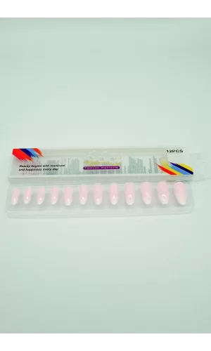 12 Adet Badem Tırnak Tak Ve Çık Kendinden Yapışkanlı Takma Tırnak Pembe