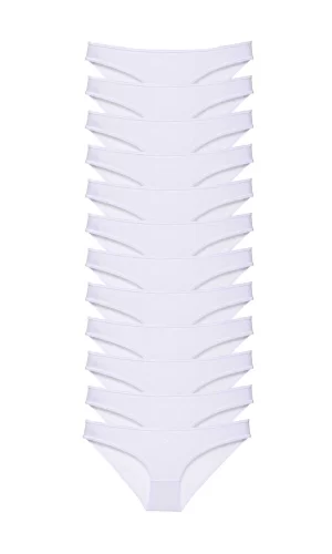 12 adet Süper Eko Set Likralı Kadın Slip Külot Beyaz