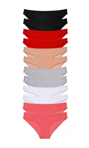 12 adet Süper Eko Set Likralı Kadın Slip Külot Set 3