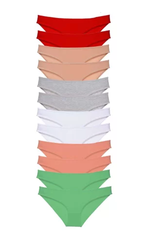 12 adet Süper Eko Set Likralı Kadın Slip Külot Set 4