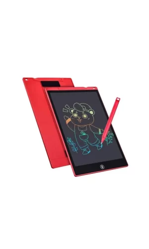 12 Inc Renkli Lcd Grafik Dijital Kalemli Çizim Tableti Yazı Tahta Not Yazma Eğitim Tableti Kırmızı