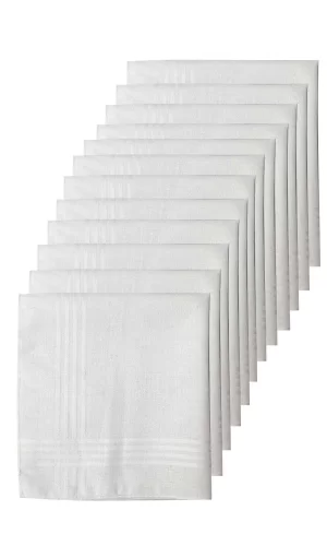 12li Paket Klasik Cep Hediyelik Bayram Mendili &#37;100 Pamuklu 30x30 Cm