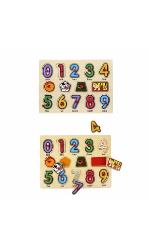 130444 Ahşap Raptiyeli Puzzle Saat