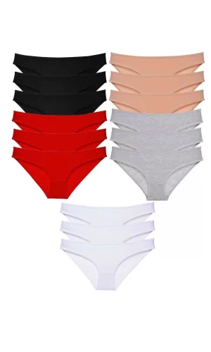15 adet Eko Set Likralı Kadın Slip Külot Çok Renkli