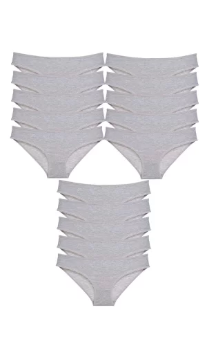 15 adet Süper Eko Set Likralı Kadın Slip Külot Gri
