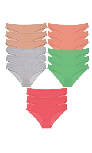 15 adet Süper Eko Set Likralı Kadın Slip Külot Soft Renkler