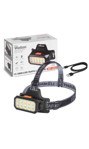 15 Ledli Sarı / Beyaz Şarjlı Kafa Lambası  Wt-652
