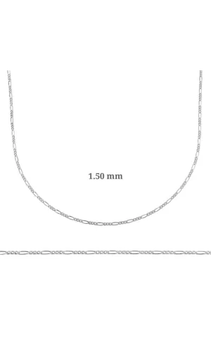 Luz&Pos 1.50 Mm Gümüş Figaro Zincir - 0.40 Mikron