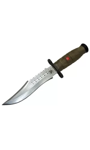 1522 Haki Komando Bıçağı 30cm - Tırtıklı Sırt, Kılıflı