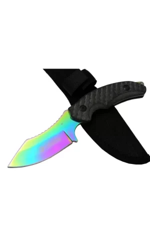 156a Renkli Gökkuşağı Kamp Çakı Bıçağı 19 Cm - Kılıflı