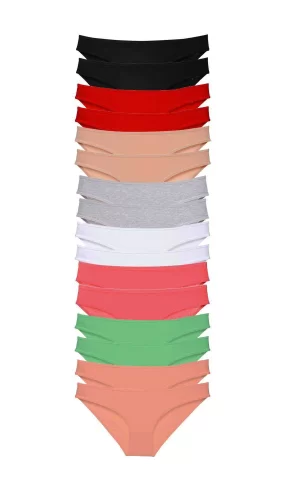 16 adet Süper Eko Set Likralı Kadın Slip Külot 8 Renkli