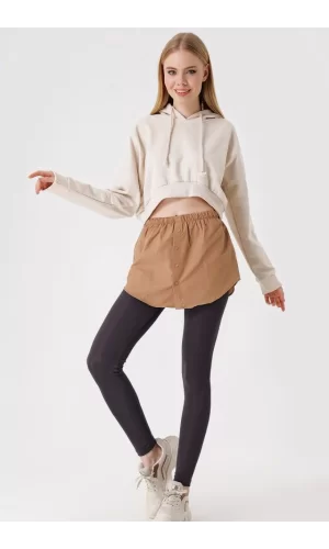 1888 Sweatshirt Ve Kazak Altı Gömlek Etek - Camel