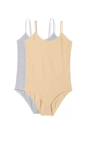 2 Adet İp Askılı Kadın Çıtçıtlı Body Gri ve Ten