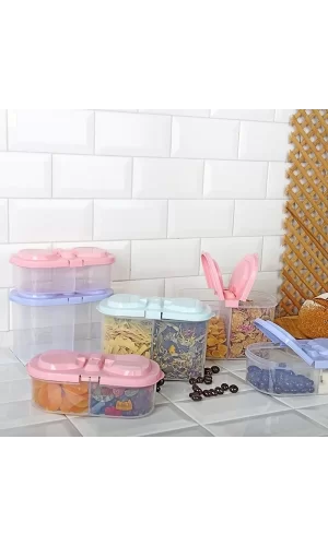 2 Bölmeli Saklama Ve Erzak Kabı 1200 Ml