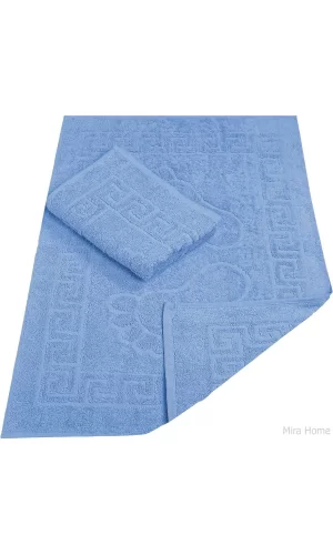 2 Li Banyo Ayak Havlusu &#37;100 Pamuk 50X70 Cm Menesch Mavi