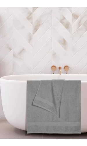 2 li Banyo Havlu Takımı &#37;100 Pamuklu Dry Açık Gri