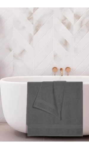 2 li Banyo Havlu Takımı &#37;100 Pamuklu Dry Antrasit