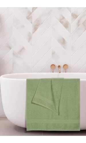 2 li Banyo Havlu Takımı &#37;100 Pamuklu Dry Yeşil