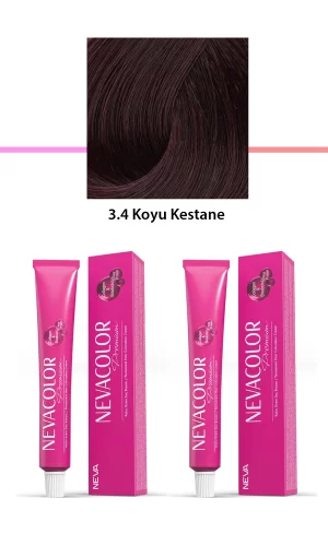 2 li Set Premium 3.4 Koyu Kestane - Kalıcı Krem Saç Boyası 2 X 50 g Tüp