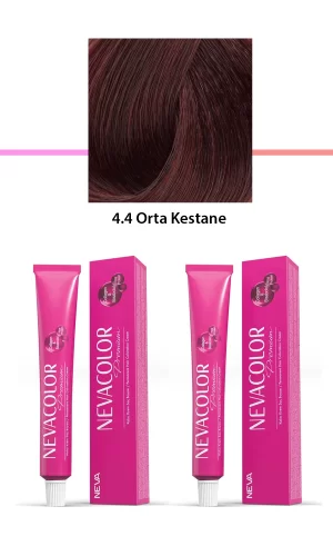 2 li Set Premium 4.4 Orta Kestane - Kalıcı Krem Saç Boyası 2 X 50 g Tüp