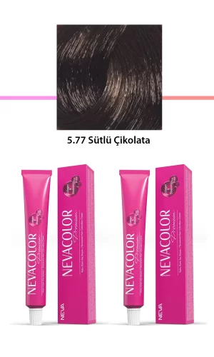 2 li Set Premium 5.77 Sütlü Çikolata - Kalıcı Krem Saç Boyası 2 X 50 g Tüp