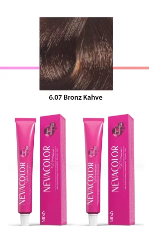 2 li Set Premium 6.07 Bronz Kahve - Kalıcı Krem Saç Boyası 2 X 50 g Tüp
