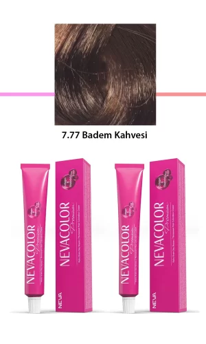 2 li Set Premium 7.77 Badem Kahvesi - Kalıcı Krem Saç Boyası 2 X 50 g Tüp