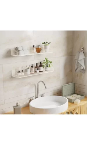 2li Şık ve Minimalist Tasarımlı Şeffaf Duvar Rafı