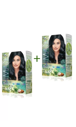 2 Paket Natural Beauty Amonyaksız Saç Boyası 1.1 Mavi Siyah