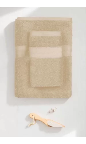 2 Parça Battal Lüks Premium Banyo Spa Havlu Takımı 90x170 Cm Bej