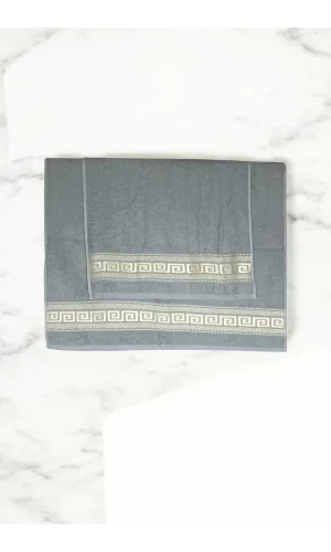 2 Parça Elysium Premium Banyo Havlu Seti  &#37;100 Pamuk 70x140 Cm Gri