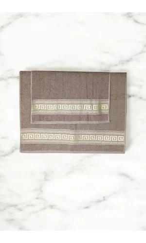 2 Parça Elysium Premium Banyo Havlu Seti  &#37;100 Pamuk 70x140 Cm Kahve