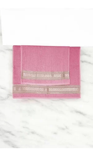 2 Parça Elysium Premium Banyo Havlu Seti  &#37;100 Pamuk 70x140 Cm Pembe