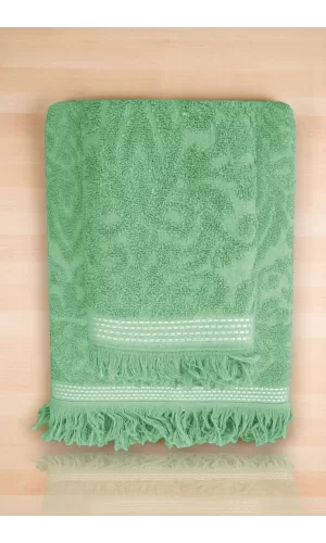 2 Parça Jakarlı Banyo Havlu Takımı &#37;100 Pamuklu 90x150 Cm Arden Yeşil