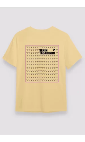 24/1 Düz Arka Sizin Tasarımınız Oversize T-shirt - Bej