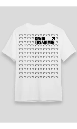 24/1 Düz Arka Sizin Tasarımınız Oversize T-shirt - Beyaz