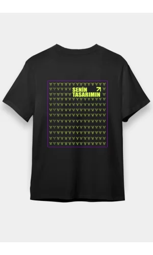 24/1 Düz Arka Sizin Tasarımınız Oversize T-shirt - Siyah