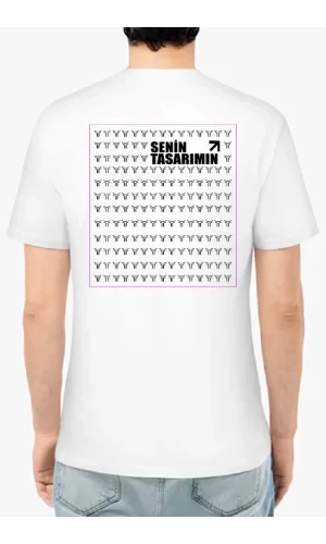 24/1 Düz Ön Arka Sizin Tasarımınız Oversize T-shirt - Beyaz