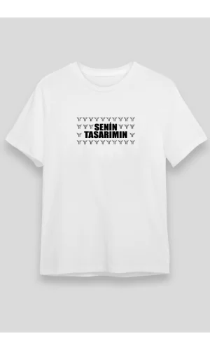 24/1 Düz Ön Sizin Tasarımınız Oversize T-shirt - Beyaz