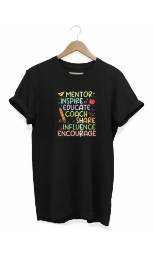 24 Kasım Öğretmenler Günü Baskılı T-shirt - Siyah