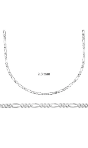 Luz&Pos 2.8 Mm Gümüş Figaro Zincir - 0.80 Mikron
