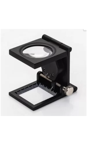 28x28 Mm Katlanır Sayaçlı Metal Lüp, 2 Led Işıklı Büyüteç Tekstil Th9005a