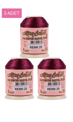 3 Adet Altınbaşak Oya ve Dantel İpi 20 gr - Royaleks - No: 025