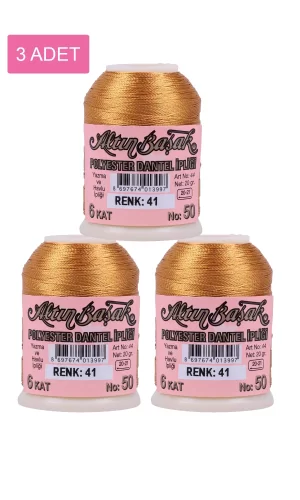 3 Adet Altınbaşak Oya ve Dantel İpi 20 gr - Royaleks - No: 041